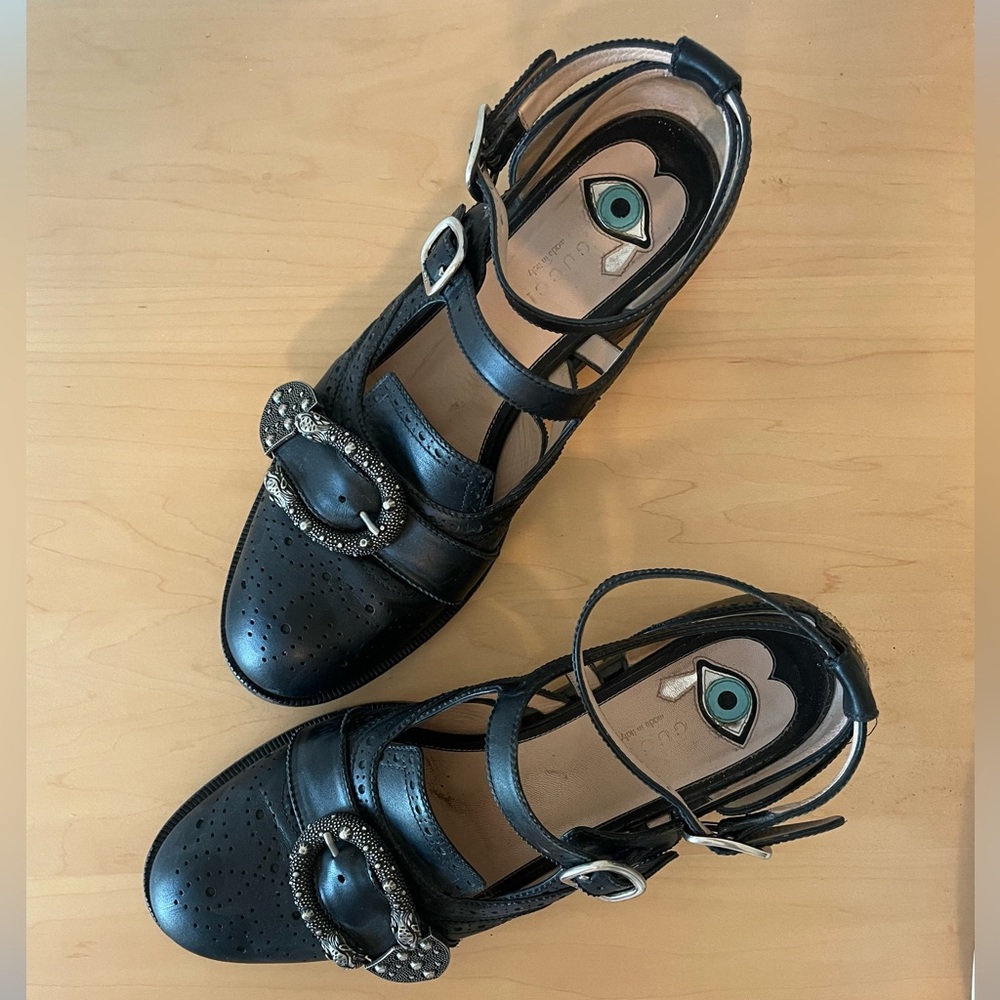 Gucci Dionysus Leather Flat with double straps